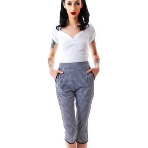 Sourpuss Lucy Gingham Black/White Capri Pants M